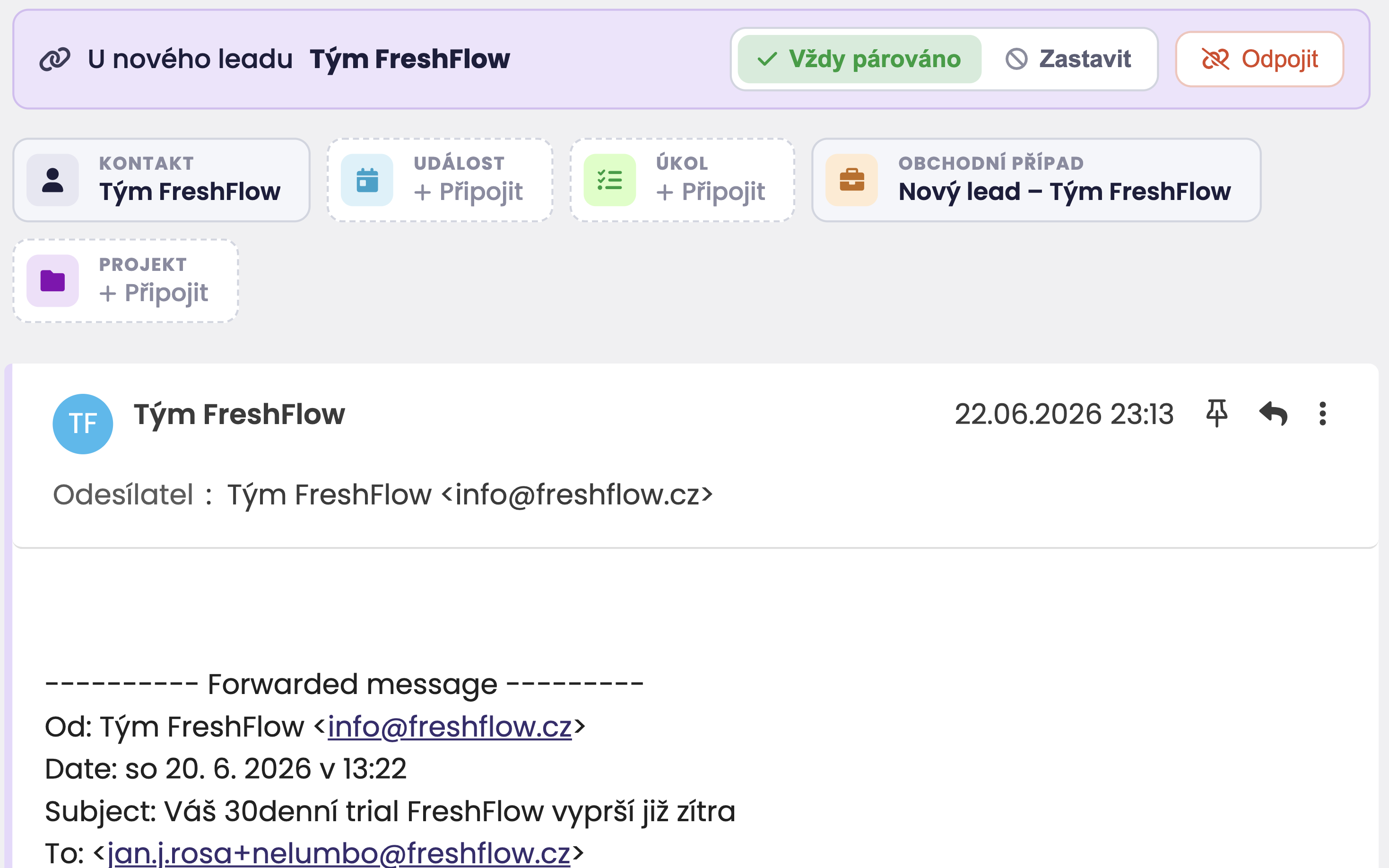 Automatické vytváření obchodních případů
