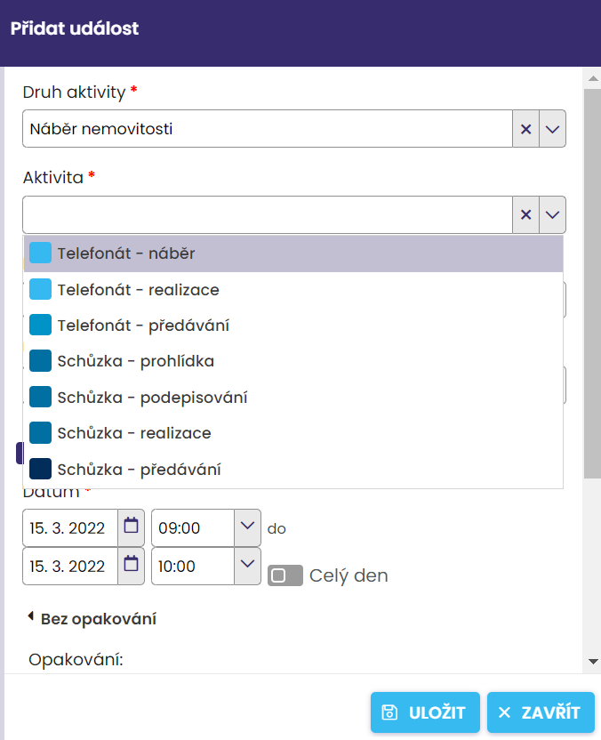 náběr nemovitosti kalendář Události v kalendáři partnerské