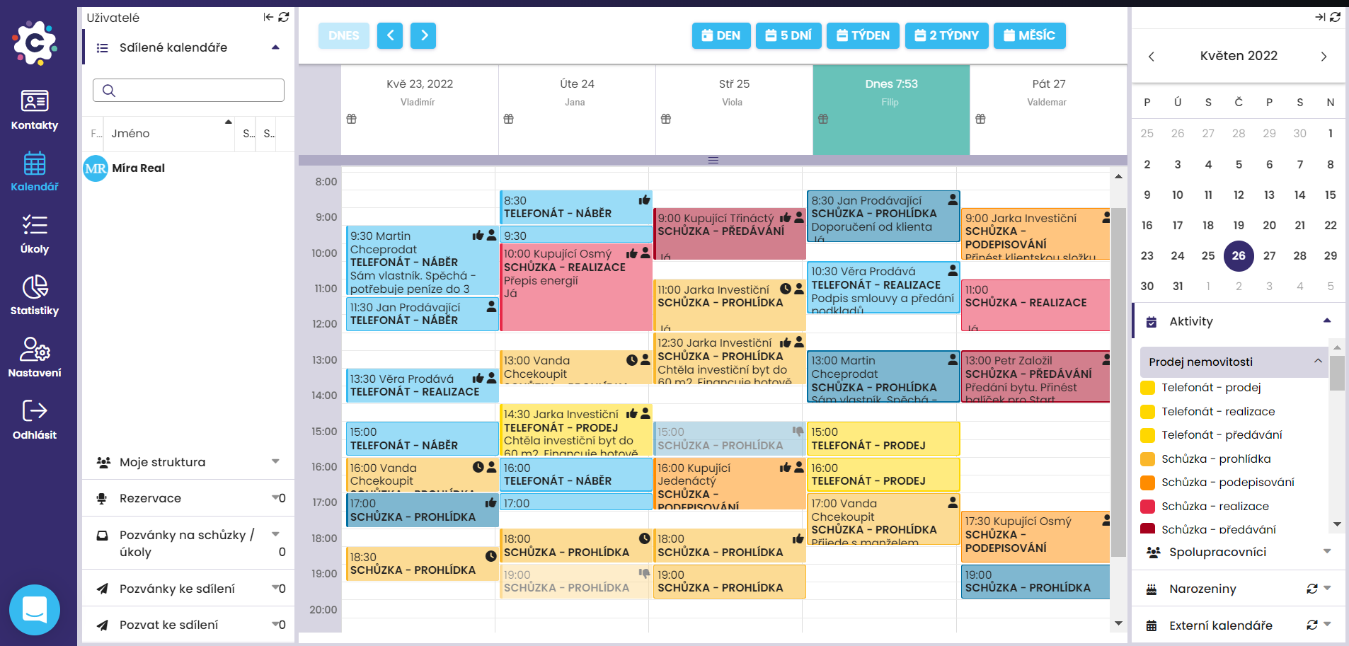 kalendář Calendee pro realitní makléře