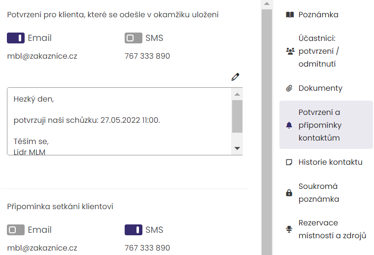 kalendář pro mlm potvrzení události