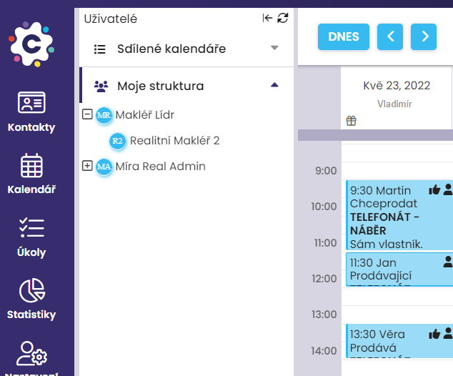 kalendář pro realitní makléře sdílení v týmu kalendář pro realitní makléře sdílení v týmu